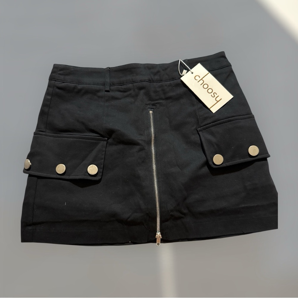 Choosy Black Denim Mini Skort with Pockets